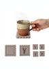 Felt Mug Glass Coater Set Of 4 Beige 10×10 Cm