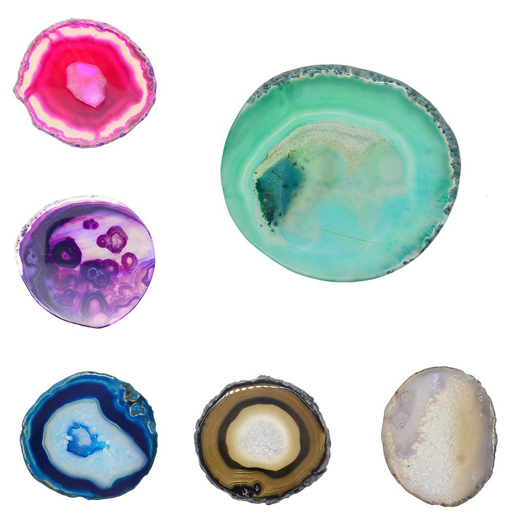 Ciondolo Fette di Agata Naturale Gioielli in Pietra di Agata Cristallina Charms Sottobicchiere per Decorazione Casa Arte
