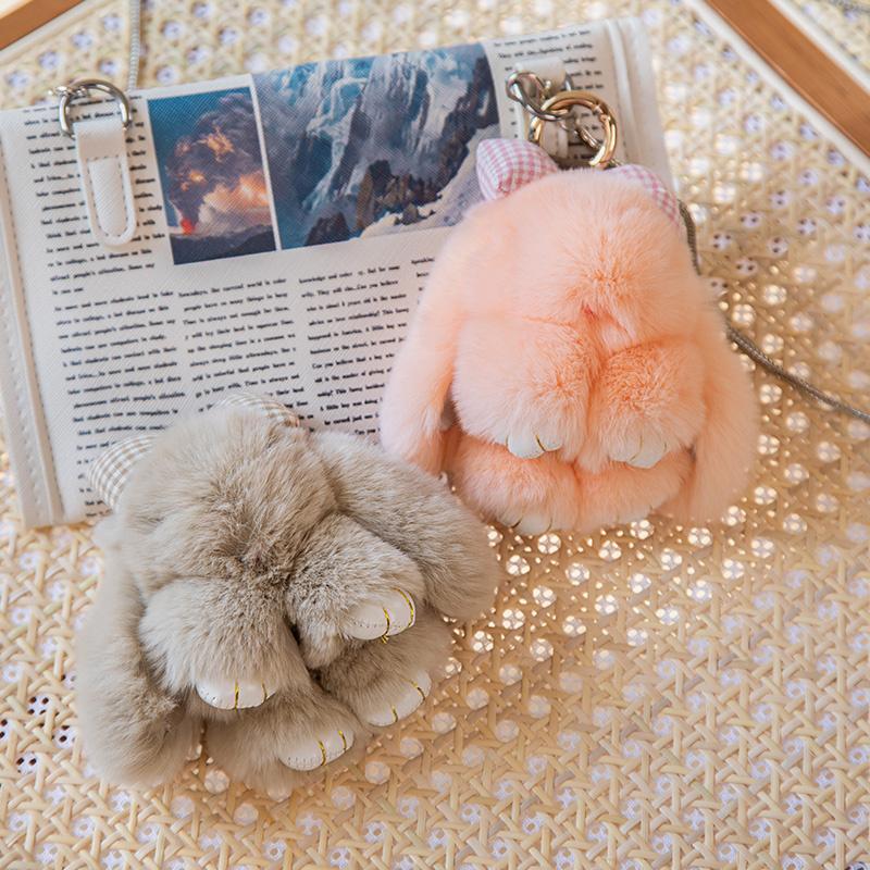 Mini králičí klíčenka králičí kožešinová bambulka klíčenky dámské tašky ozdobný přívěsek klíče od auta doplňky plyšové hračky pro miminka Peluche