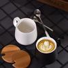 Einfache Moderne Tasse mit Deckel Löffel Paar Wasserbecher Zuhause Büro Kaffeetasse Wasserbecher Leichter Luxus Hochwertiges Geschenk