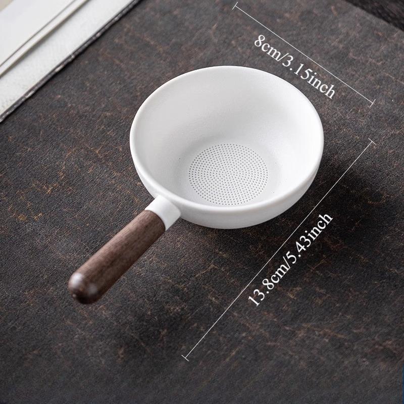 Sandalwood Handle Tea Strainer Black and White Tea Filter Ceramic Filter Tea Ceremony Accessories Teaset Supplies