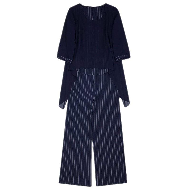 Traje Cubre Vientre Estilo Occidental Dos Piezas Pantalones Pierna Ancha Mujer Talla Grande Gordo Holgado Adelgazante Top de Gasa Verano
