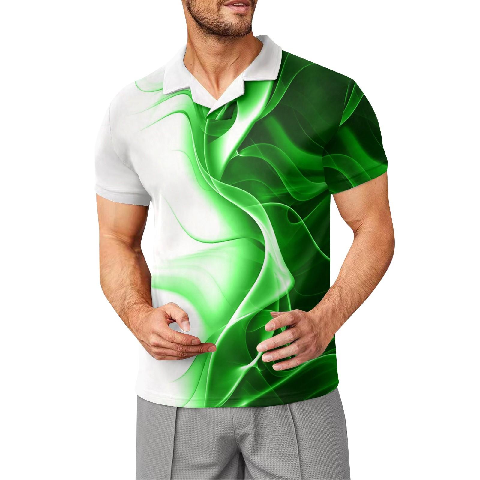 

Мужские модные трендовые топы с принтом. Мужские летние топы с короткими рукавами и кубинским воротником с коротким рукавом. XL жёлтый