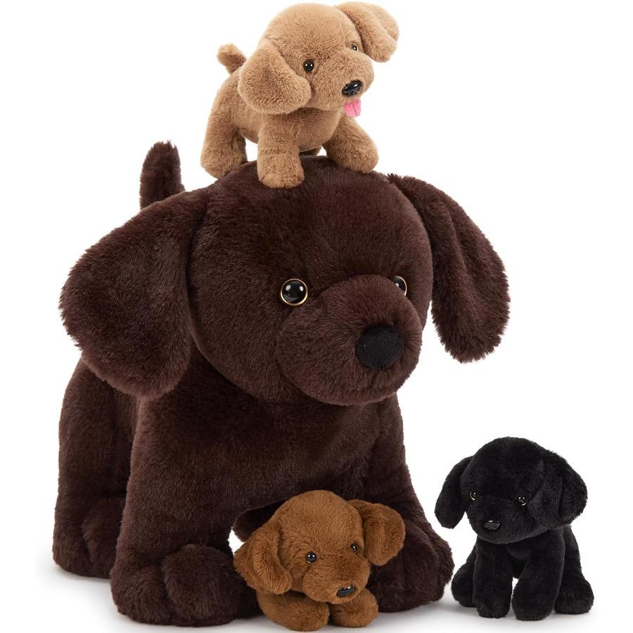 

Chocolate Lab Plush Toy 15.7 with 3 Baby Puppies Soft Labrador Stuffed Animals for Dog Lovers Christmas Birthday Gift United States