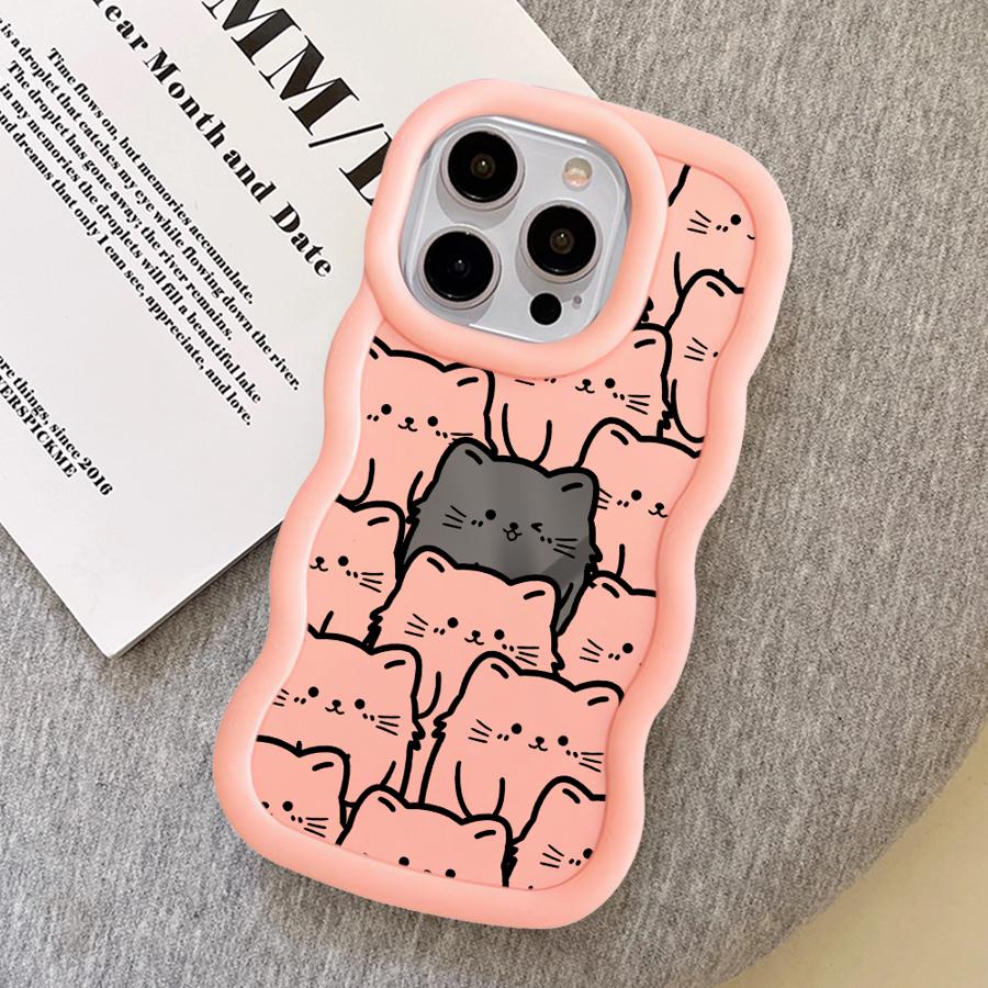 Case for iPhone 11 15 Plus 13 14 8 XR 16 Pro Max 17 Air 12 Soft Phone Cover Cartoon Cute Cat