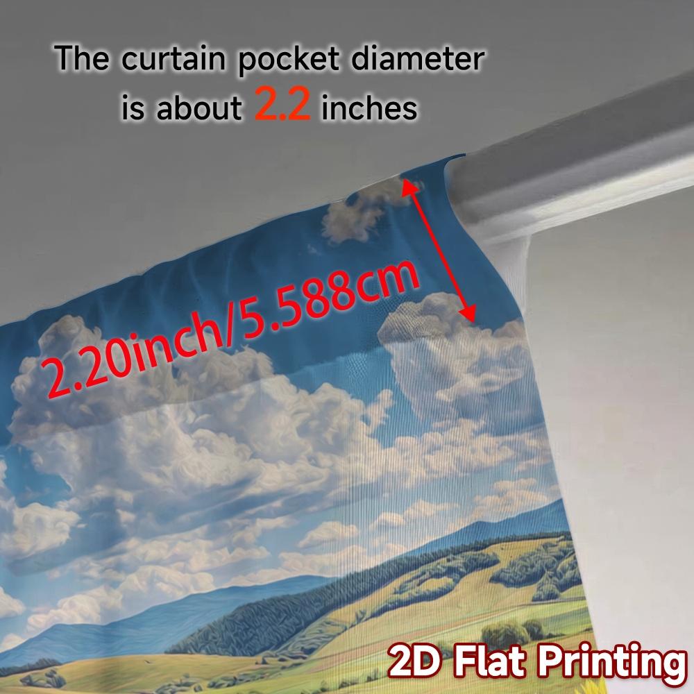 Set Of 2 Flat Printing Curtains Without Rod Sunflower Valley Chic Window Curtain Durable Polyester All Seasons