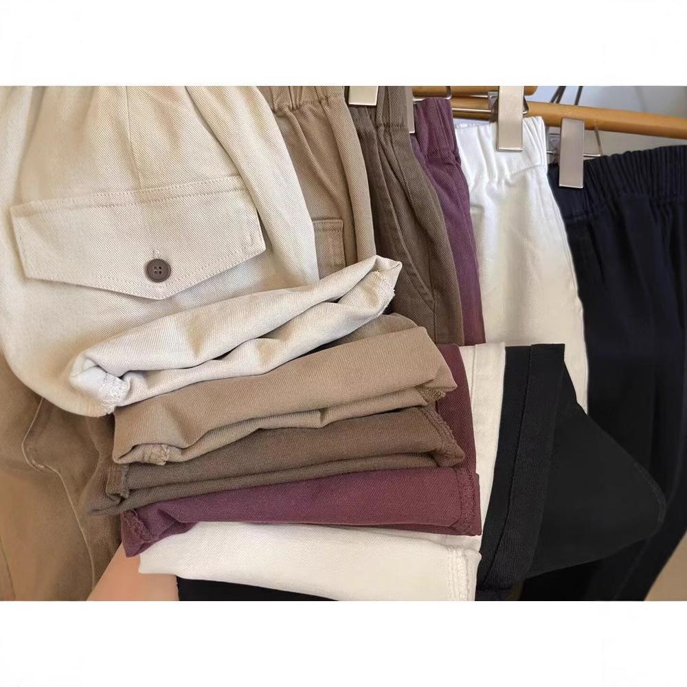 Yinmu Autumn High Waist Loose Plus Size Cotton Harem Pants