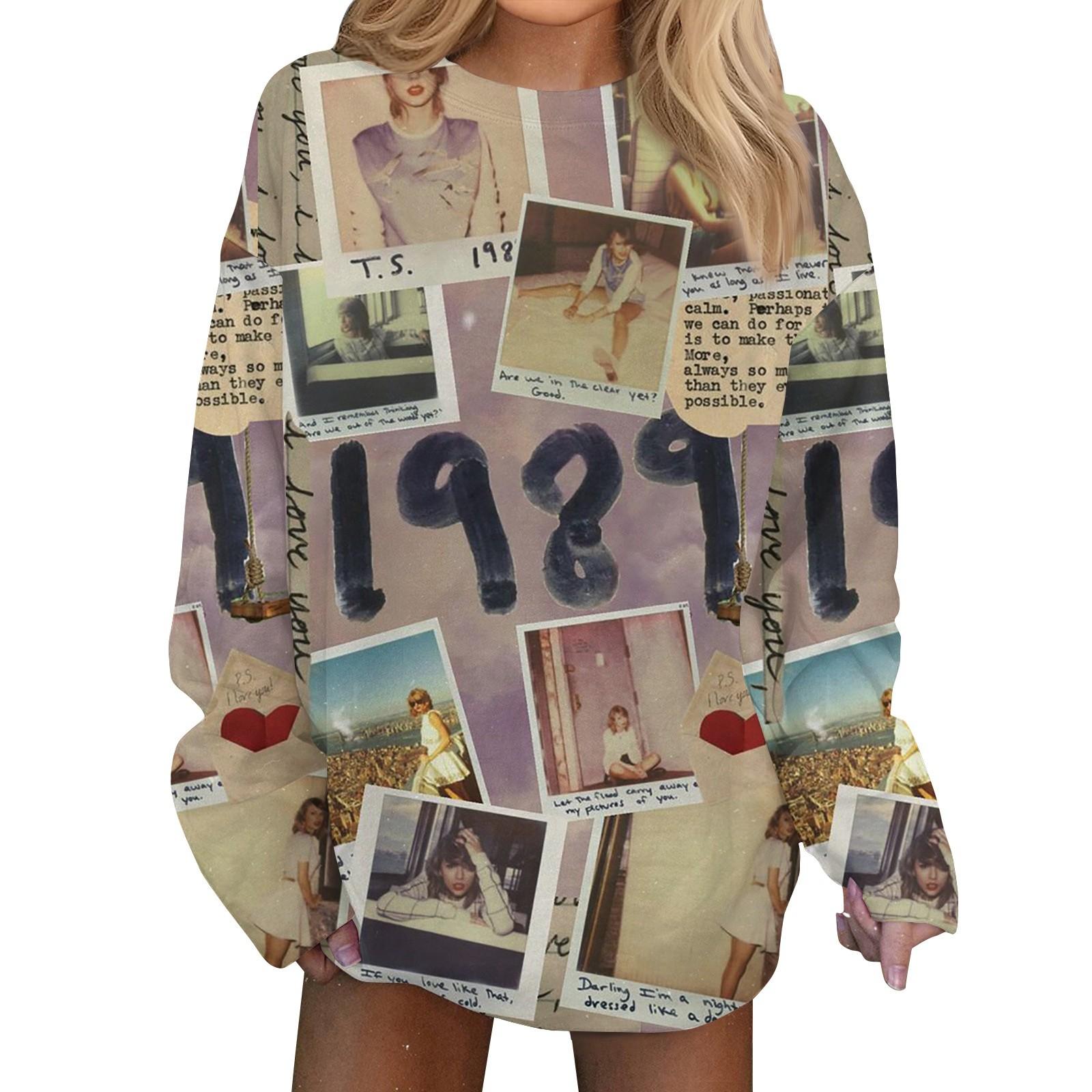 

Women s And Winter T-shirt Fashion Loose Womens Top Loose Print Long Sleeve Top S синій