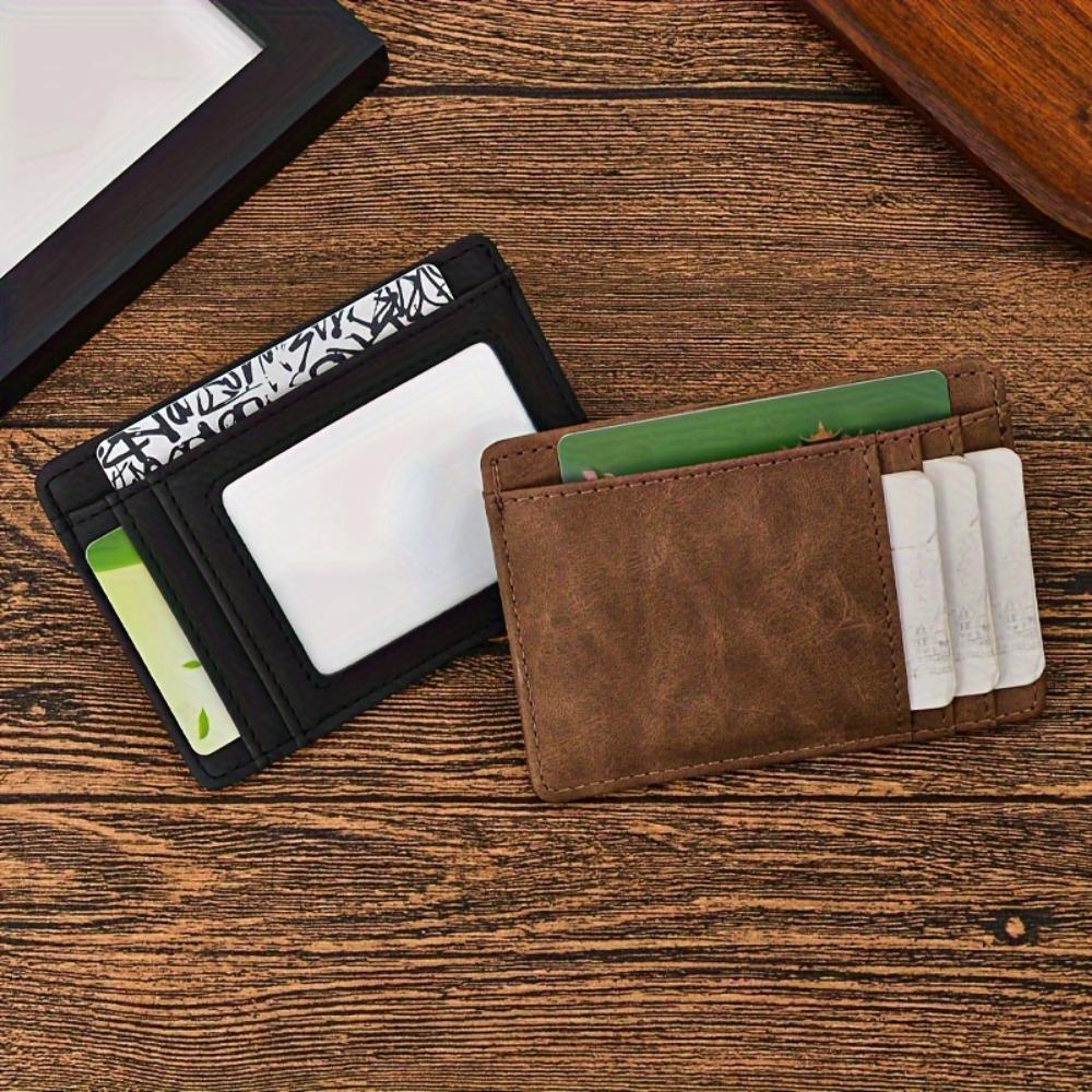 Simple Men Women Leather Card Holder Ultra-Thin Mini Short Wallet Multi-Card Slot Simple Design Wallet PU Universal Coin Purses