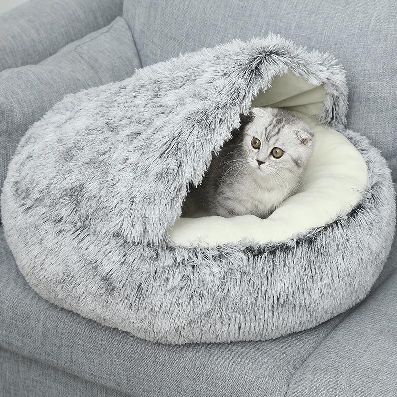 Cozy Winter Plush Pet Bed for Cats and Dogs - Deep Sleep Mat and House