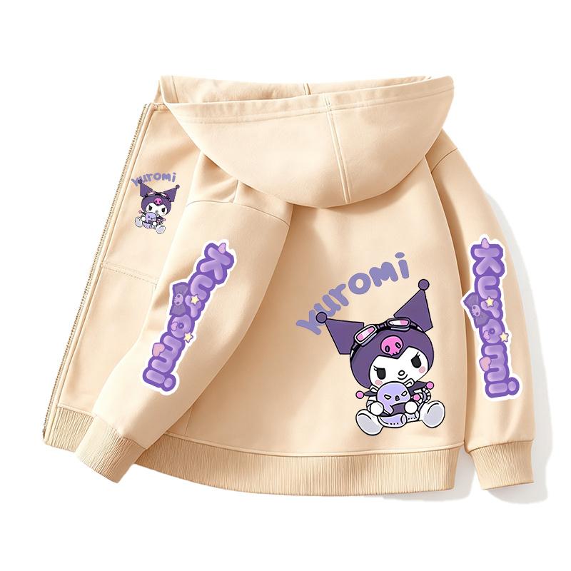 Mikina s kapucí na zip Kawaii Dětská Streetwear Kuromi Dětská Mikina na zip Dětská Mikina Manga Oblečení Dítě Dívka Chlapec Top Mikina