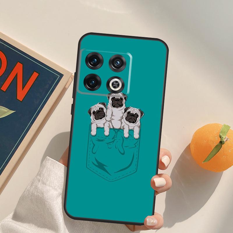 Funny Cartoon Pug Case For OnePlus 13R 12R 10R 13T 10T 11 12 13 15 OnePlus Nord 5 CE 2 3 4 Lite N20 N30 Cover