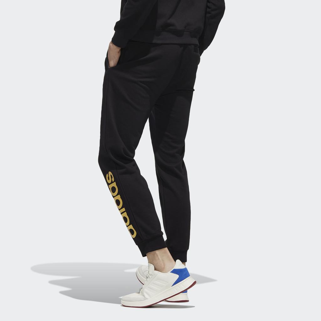 Adidas Neo Essential Logo Print Joggers Men Bottoms Black FP7446