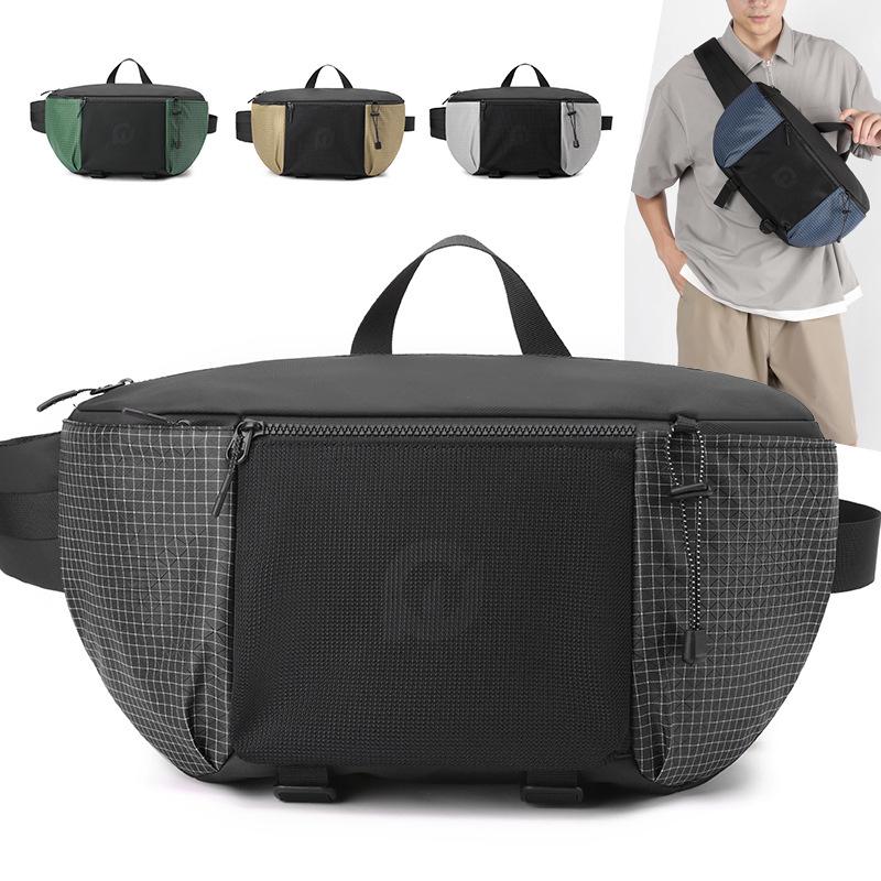 Men's Waterproof Nylon Cycling Waist Bag New Fashion Chest Pack Casual Crossbody Shoulder Sling Bag for Outdoor Travel