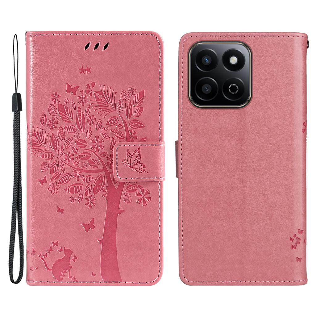 For Honor Play 60 Plus 5G/Play 9T/X7c 4G/200 Smart 5G Phone Case with Stand Cat Tree Pattern Leather Wallet Mobile Cover