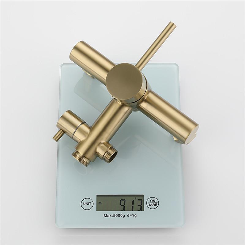 Tuqiu Brushed Gold Bathroom Shower Faucet Set  Bathroom Rainfall Shower Mixer Tap SUS304 Bathroom Shower Faucet Set