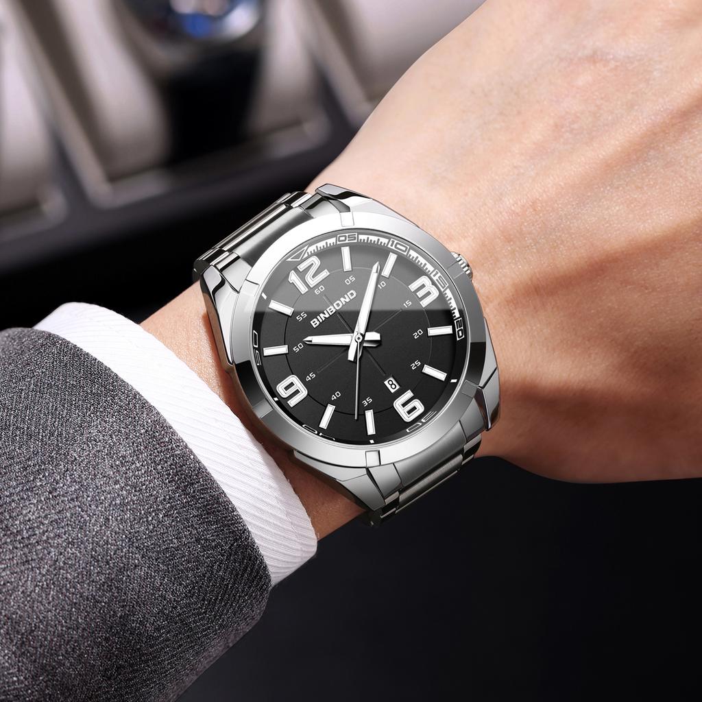 BINBOND Durable Stainless Steel Men's Watch Precise Quartz Watches For Men Luxury Luminous Waterproof Auto Date Reloj Free Ship