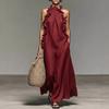 Summer Maxi Dress for Women Ruffle Halter Sleeveless Long A-Line Dress Casual Beach Vacation Flowy Sundress