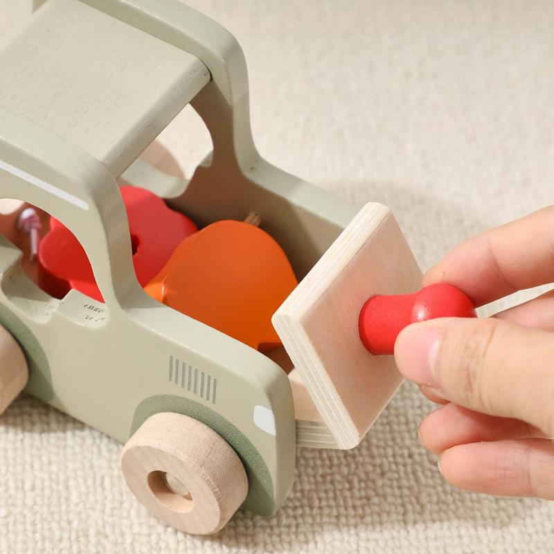 Kids Wooden Rail Train Toy Children Assembled Building Block Toy Newborns Early Educational Aid Toys Montessori Finger Fine Game
