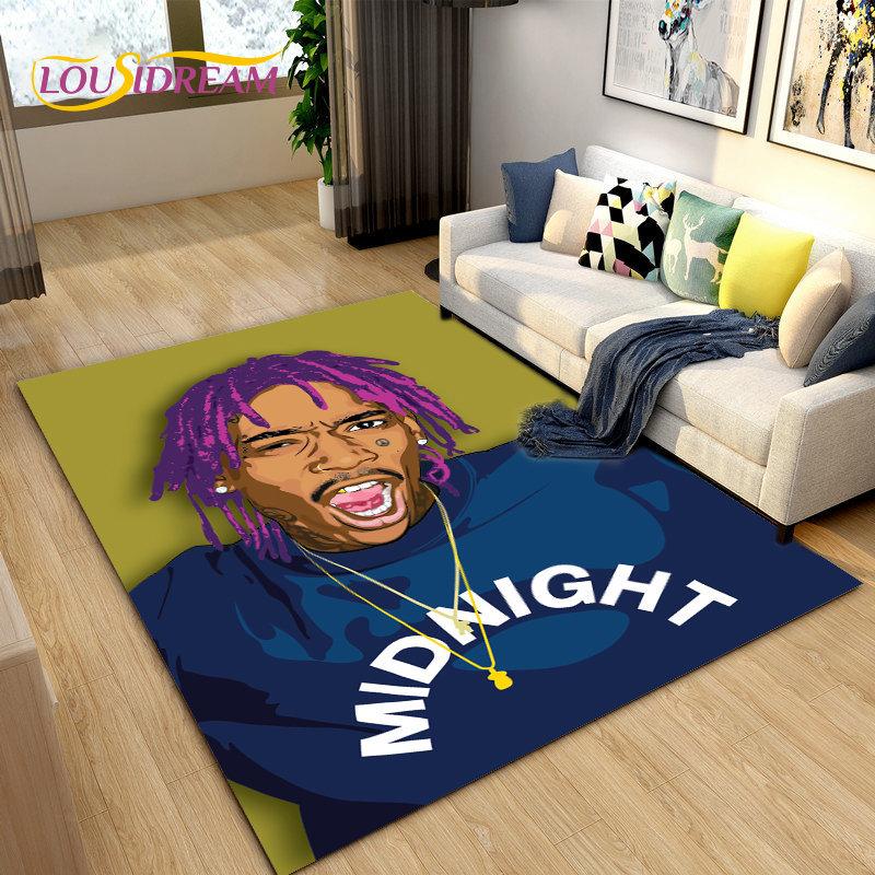 Hip Hop Art Rapper Legend Star Area Rug Large,Carpet Rug for Living Room Bedroom Sofa Doormat Decoration,Kids Non-slip Floor Mat