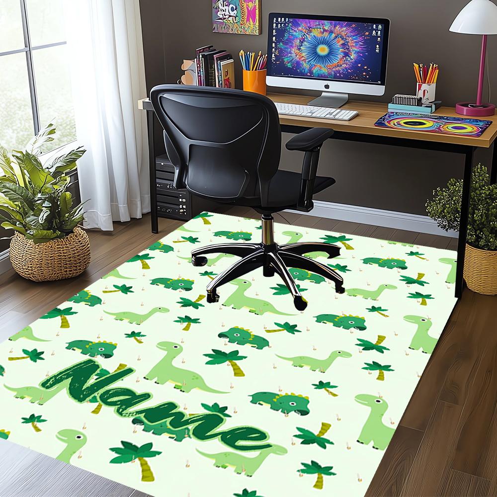 Custom Name Dinosaur Printed Carpet,Rug for Office Chair Living Room Bedroom Kitchen Room Decor Gifts.