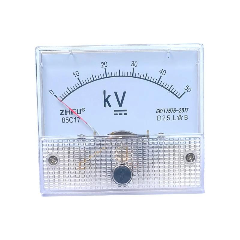 85C1 DC Voltmeter 10KV 20KV30KV50KV100KV Pointer Type High-voltage Voltmeter Matched with High-voltage Resistor 5W