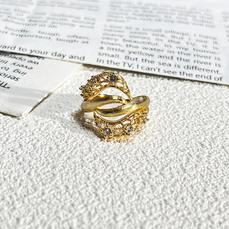 2026 Court Style Retro Heavy Industry Geometric Irregular Brushed Open Ring Women Ins Light Luxury Fashion Exquisite Index Finger Ring