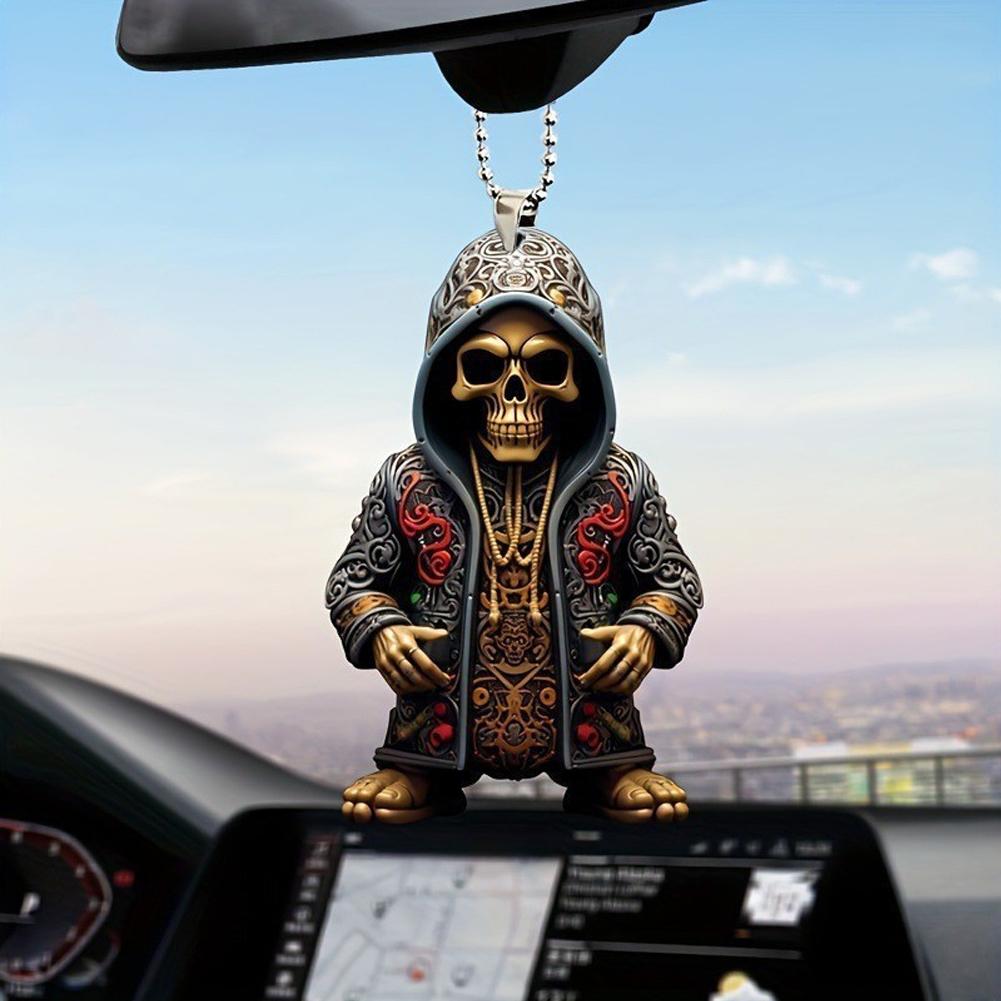 Car Rearview Mirror Pendant Super Cool Halloween Car Decor Pendant Auto Interior Ornament Decoration Party Decoration