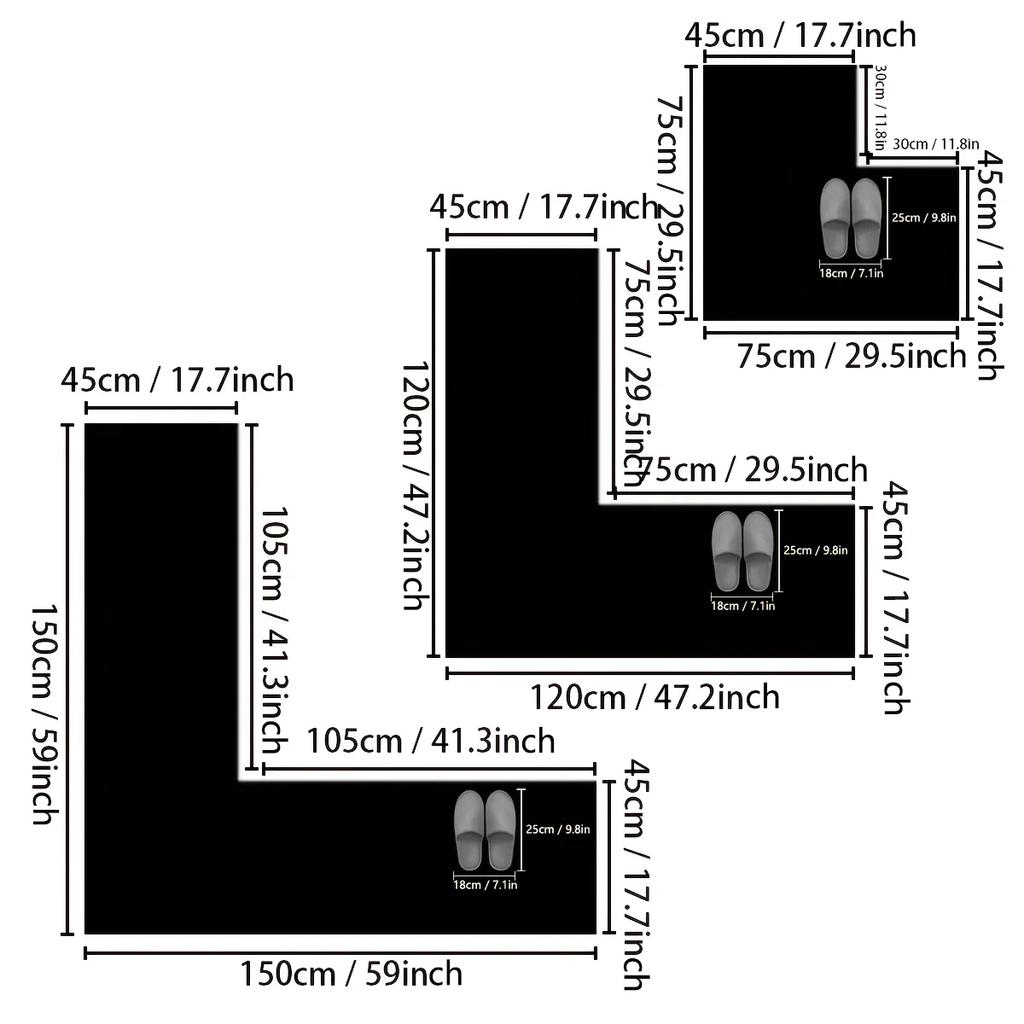 Einfache Küchen-Anti-Rutsch-Bodenmatte L-förmige Eckmatte Badezimmer saugfähige Fußmatte Kieselgur bedruckte Matte Fußmatte