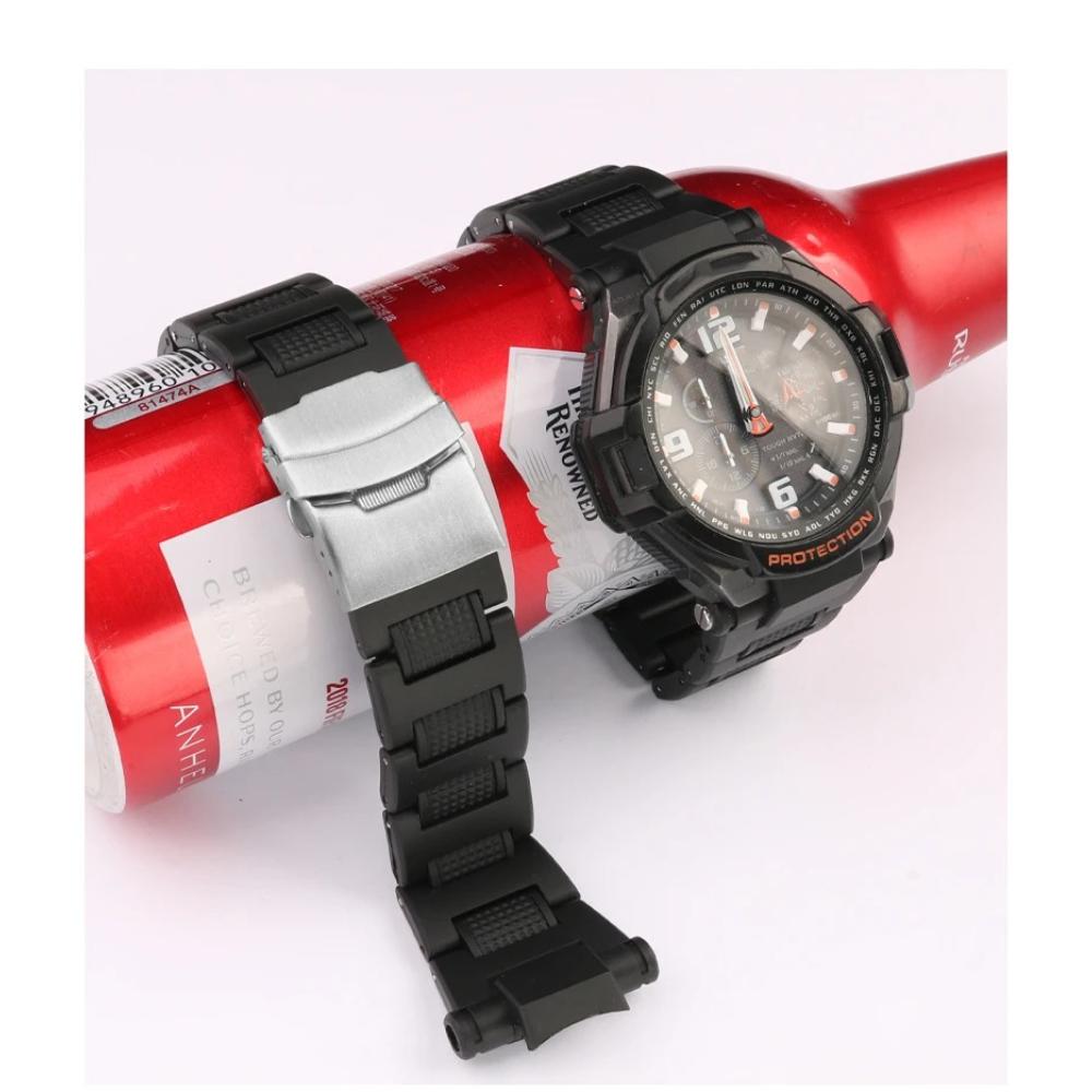 For Casio G-shock Special Convex Interface Fold Buckle Air Fighter Plastic Steel Series GW-A1100 Gw4000 Ga1100 Men Watch Strap