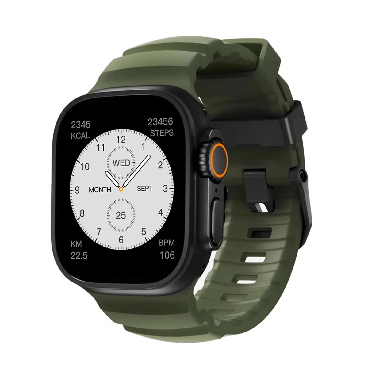 

NEW Sport Silicone Band For Apple Watch Ultra 3 11 10 9 8 7 6 SE3 Titanium Metal Bracelet Strap For iWatch 42mm 44 45 46mm 49mm 42 44 45MM