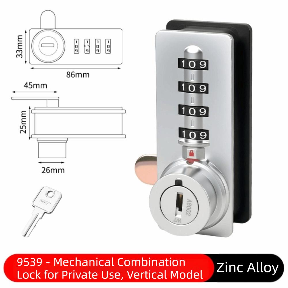 4-Digit Mechanical Password Lock Zinc Alloy Number Security Lockset 4-Digit Code Lock Drawer Use