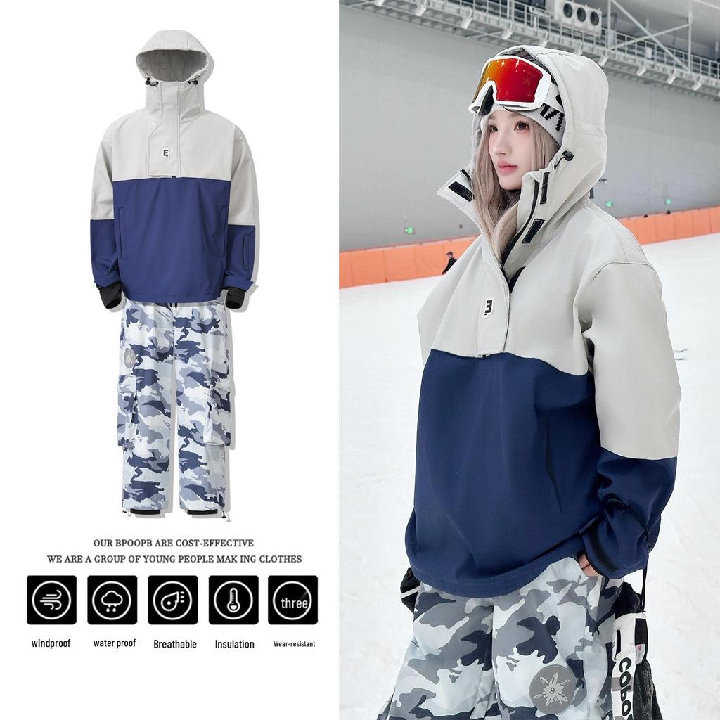 Verbessertes wasserdichtes Skianzug-Set mit warmem Hoodie und Hose für Damen und Herren