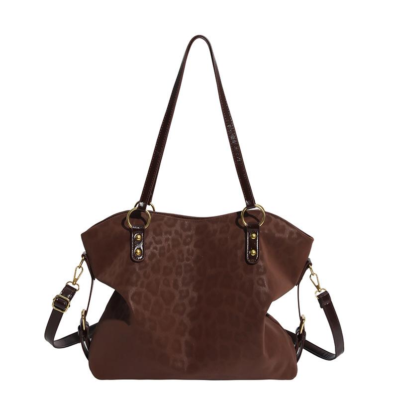 

Faux Leather Tote Bag Women s Shoulder Bag with Leopard Print Design