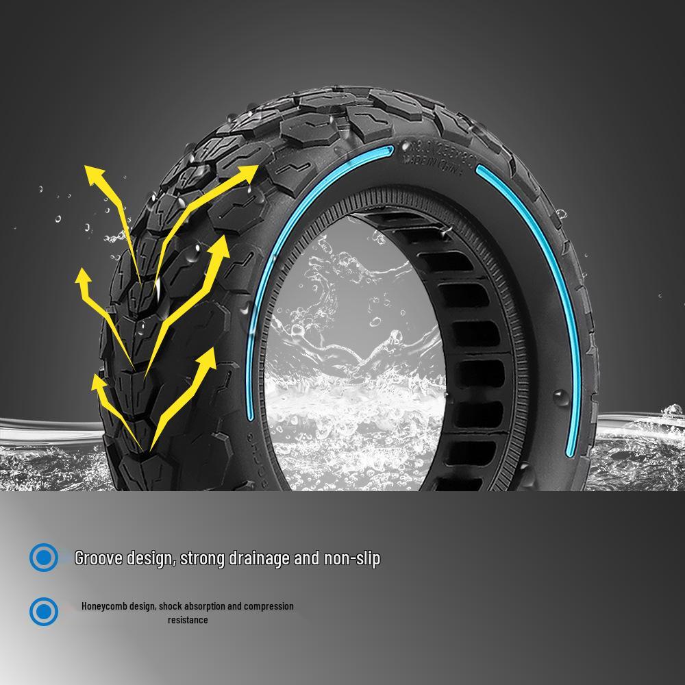 10X3.0 255x80 Solid Rubber Tire for ZERO10X/Kugoo Electric Scooter - Honeycomb Puncture-Proof Design