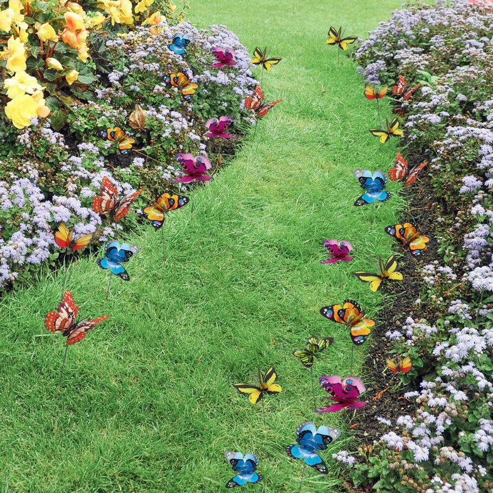 10pcs Colorful Flower Ground Stake Metal Garden Floor Plugs Decorative Garden Stakes  Patios