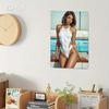Metal Plaque Art Poster - Korean Style Girl & Swimsuit Wall Decor, Gold White Iron Wall Art for Home Cafe Bar Pool, Easy Install