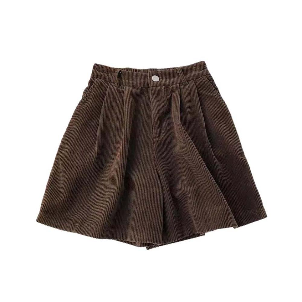 Elastic Women Corduroy Shorts High Waist Loose Streetwear Casual Wide Leg Short Pants  Girl