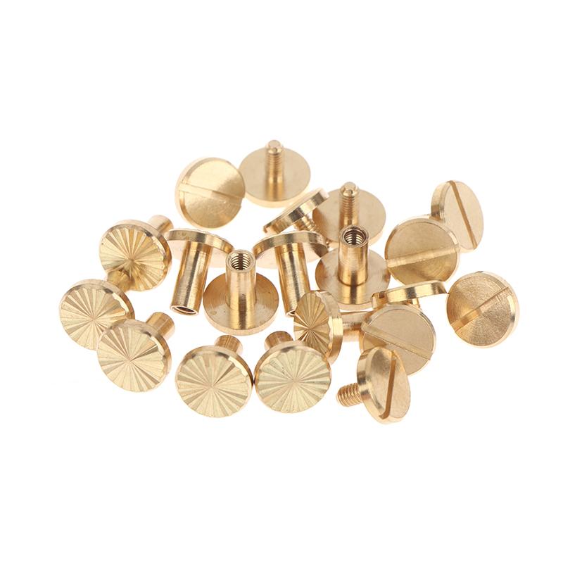 New! 10pcs Solid Brass Binding Chicago Screws Belt Screw Nail Stud Rivets For Photo Album Leather Craft Belt Wallet Fasteners