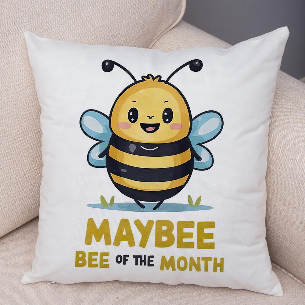 Sweet Bee Pillowcase Double Print Bee Yourself Cushion Cover Soft Plush USBee Pillowe Case for Sofa Home Car