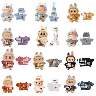 1Set Doll Clothes For 17cm Mini Doll Luxury Labubu Clothes Outfit Plush Swearter Hat Bag Clothing Accessories Girl's Toy Gifts