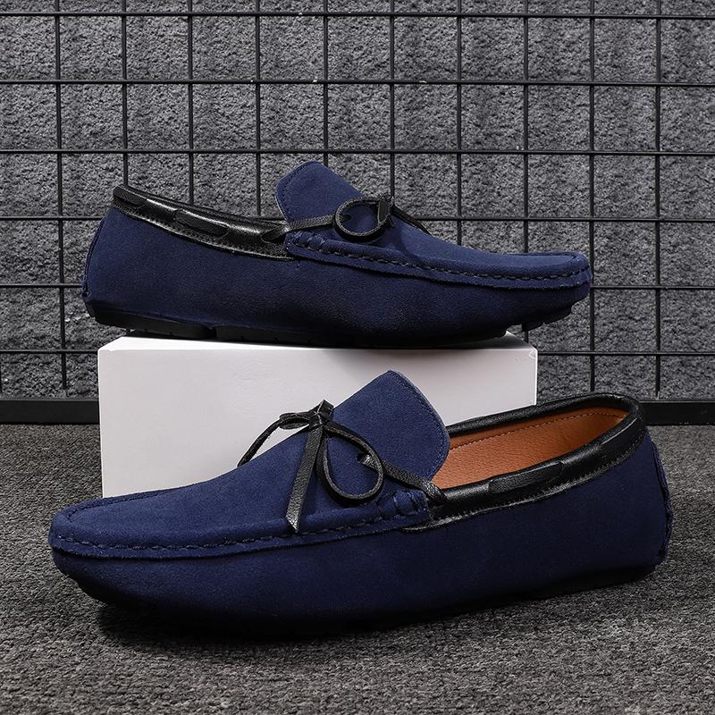 Luxury Suede Shoes Men British Style Loafers Men Dress Shoes Formal Driving Flats Moccasins Man Penny Shoes Big Size 38 -48
