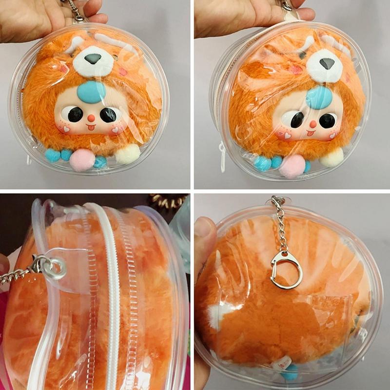 Mini Transparent Doll Display Bag Round Doll Carrying Case Dustproof Doll Pouch Figure Storage Box for Showing Off Small Figures