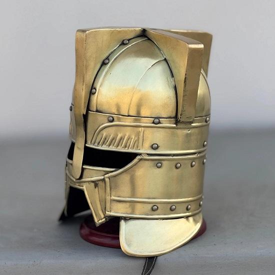 Medieval Moria Dwarves Golden Steel Helmet LOTR Warrior Knight Helmet Cosplay Armor Larp Costume