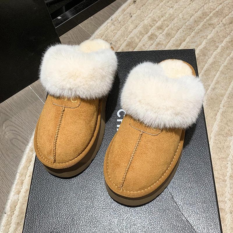 

Women s Lightweight Comfortable Non-slip Heightening Winter Warm Plush Lining Non-slip Durable Casual Cotton Slippers Fur Shoes 40