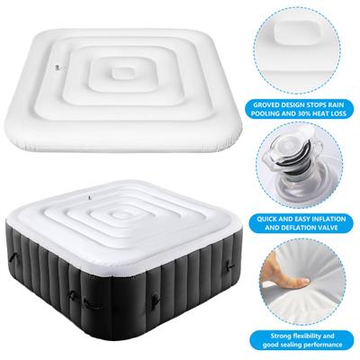 Swimming Pool Cover Square Inflatable Hot Tub Cover Waterproof Dust-proof Protective Cover for Home Outdoor