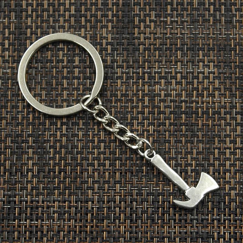 Fashion 30mm Key Ring Metal Key Chain Keychain Jewelry Antique Silver Color Plated Fire Axe Ax 26x15mm Pendant