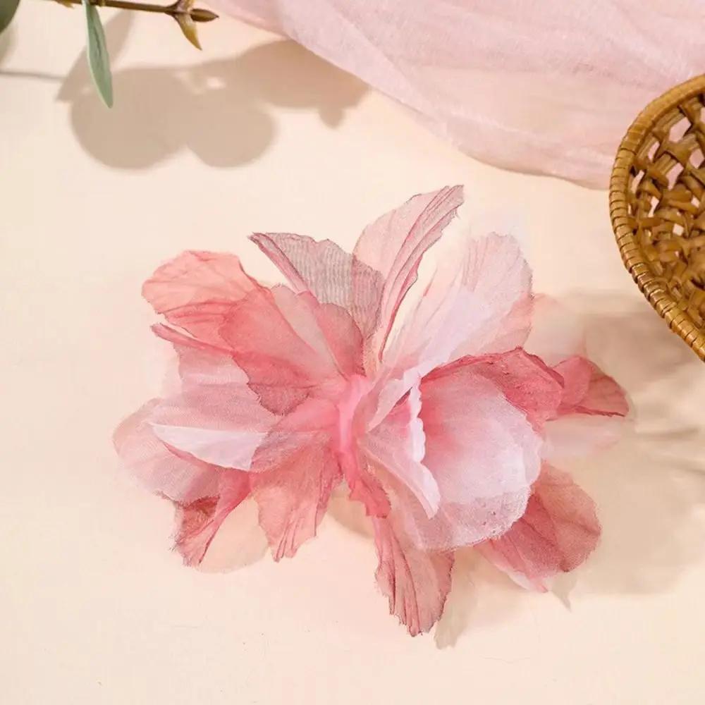 14cm 3D Organza Flowers DIY Silk Flower Lace Patches Applique Wedding Dress Accessories Gradient Lace Trim Sewing Accessories