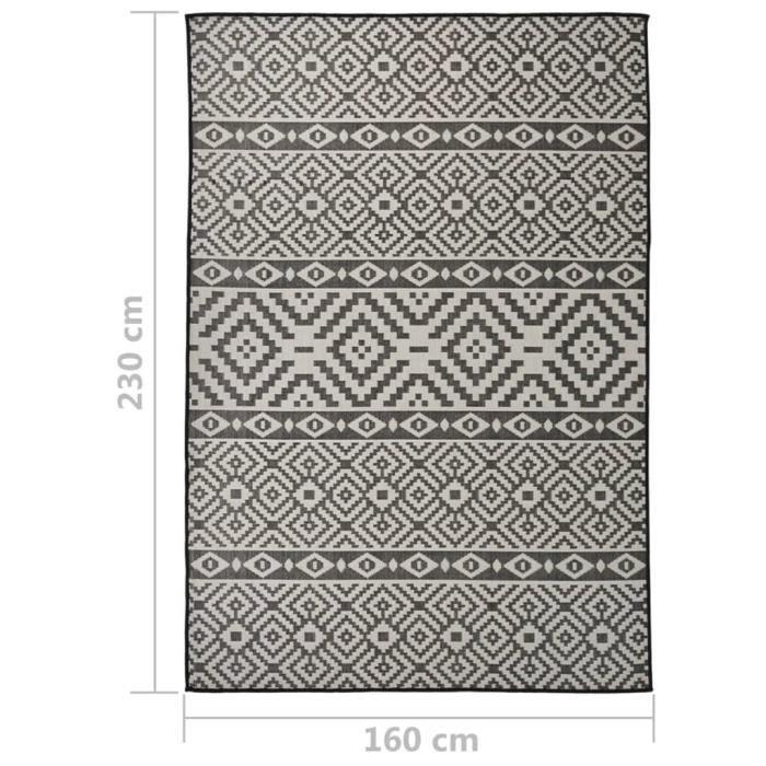 VidaXL Tapis à tissage plat d'extérieur 160x230 cm Rayures noires
