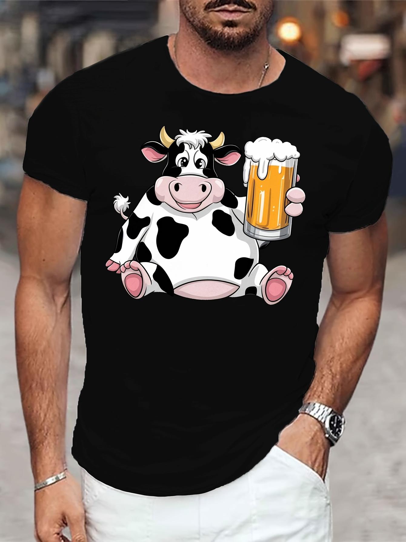 Men s T-Shirt Y2K Cow and Beer 2XL